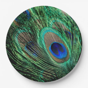 Plato De Papel Peacock Feather Lucky
