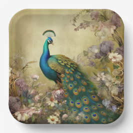 Plato De Papel Peacock Garden