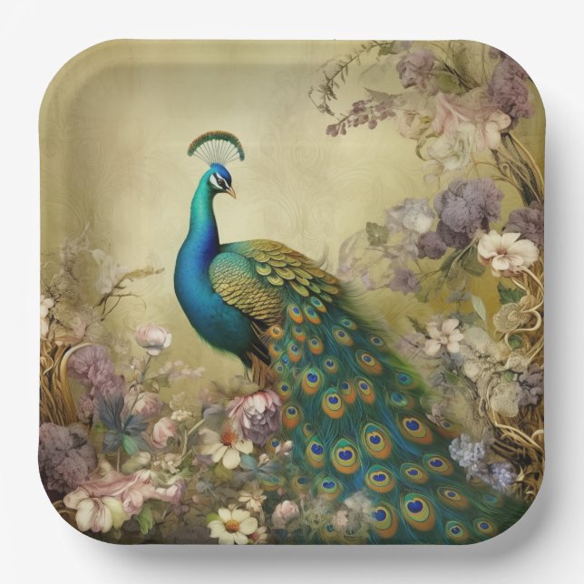 Plato De Papel Peacock Garden (Anverso)