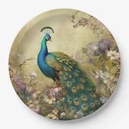 Plato De Papel Peacock Garden