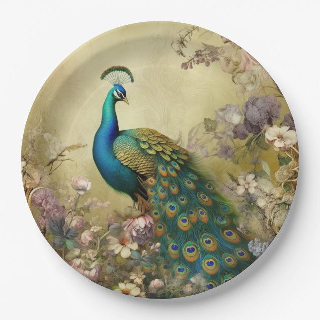 Plato De Papel Peacock Garden (Anverso)