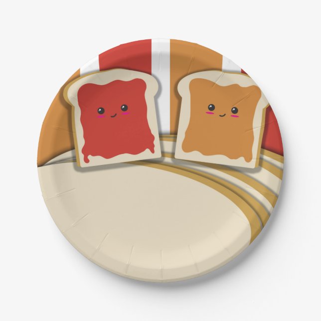 Plato De Papel Peanut Butter Strawberry Jelly Whimsical Cumpleaño (Anverso)