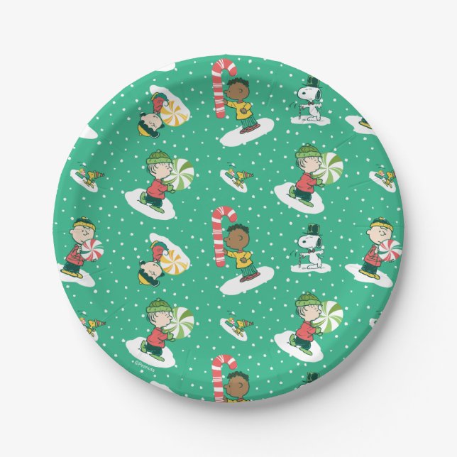 Plato De Papel Peanuts Peppermint Dreams Snowflake Pattern (Anverso)
