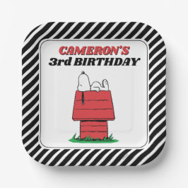 Plato De Papel Peanuts Snoopy Dog House Birthday Paper Plates