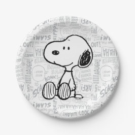 Plato De Papel PEANUTS | Snoopy on Black White Comics