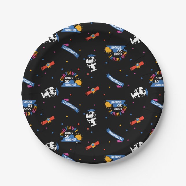 Plato De Papel Peanuts Snoopy Your Future Looks Bright Graduation (Anverso)