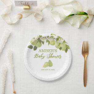 Plato De Papel Pear Fruit Baby Shower