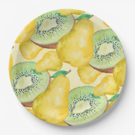 Plato De Papel Pear y Kiwi