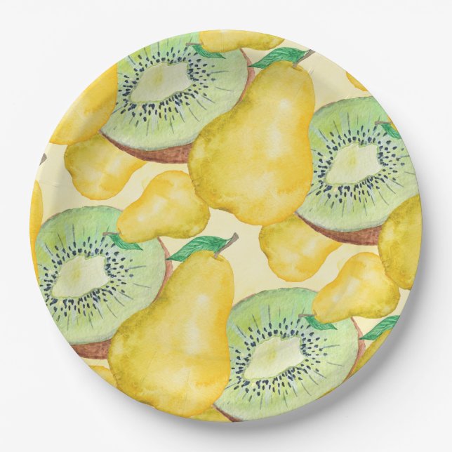 Plato De Papel Pear y Kiwi (Anverso)