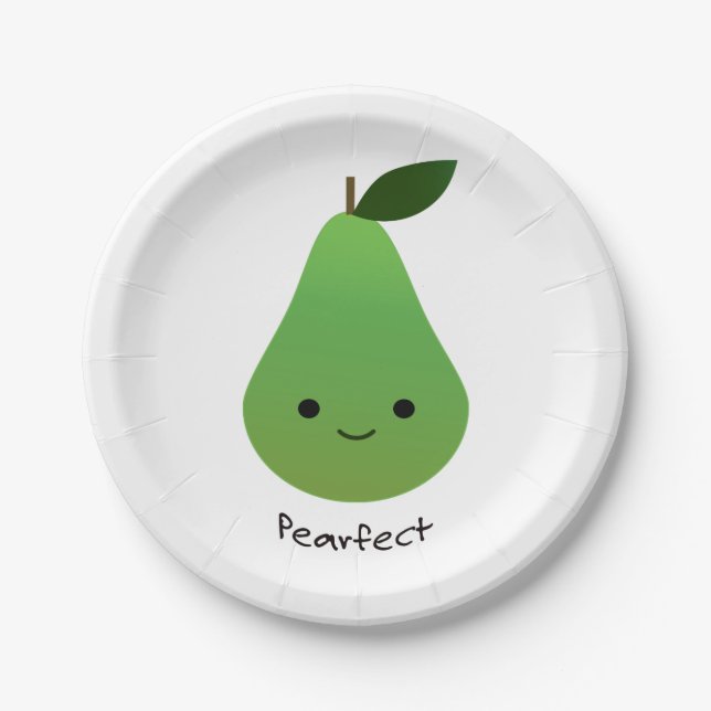Plato De Papel Pearfect Cute Kawaii Pear (Anverso)
