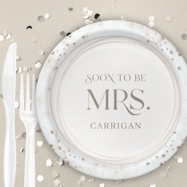Plato De Papel Pearl Bridal Shower Soon to be Mrs. Modern Minimal (Subido por el creador)