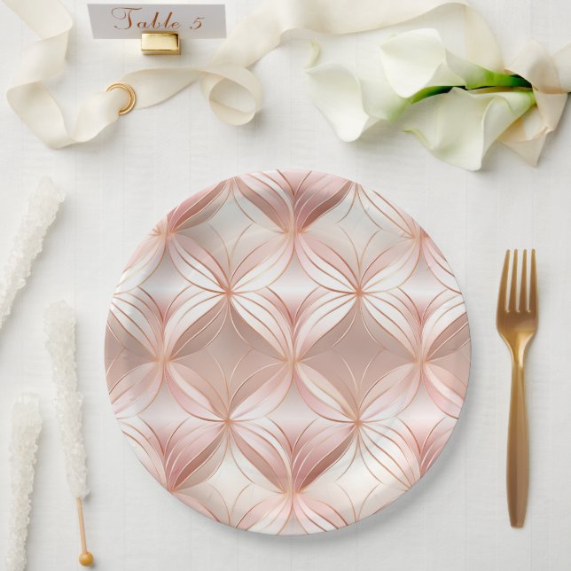Plato De Papel Pearl Rosa Gold (Boda)