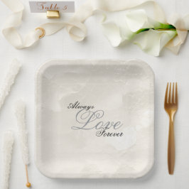 Plato De Papel Pearl White Glam Love Always Boda