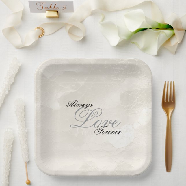 Plato De Papel Pearl White Glam Love Always Boda (Boda)