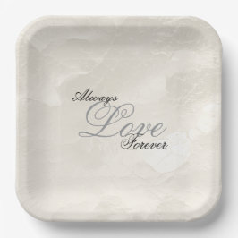 Plato De Papel Pearl White Glam Love Always Boda