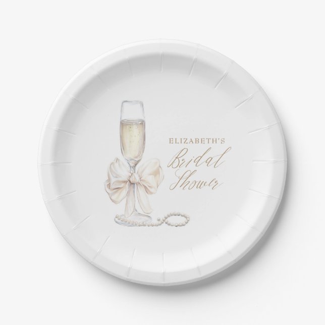 Plato De Papel Pearls and Prosecco Bridal Shower  (Anverso)