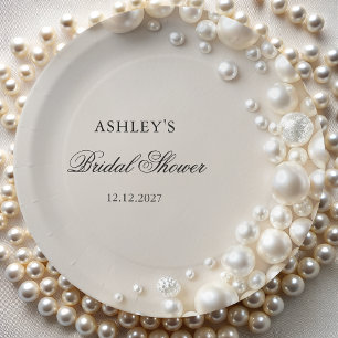 Plato De Papel Pearls Bridal Shower