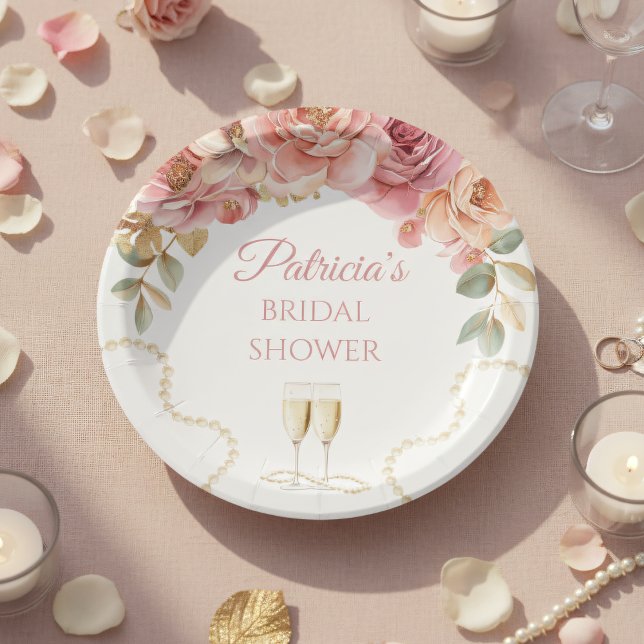 Plato De Papel Pearls & Prosecco Bridal Shower (Subido por el creador)