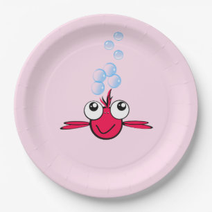 Plato De Papel Peces rojos con Ilustracion Personalizado de ojos 