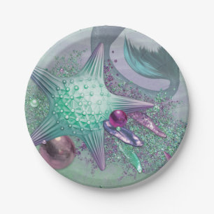 Plato De Papel Pedazos de fiesta de la sirena