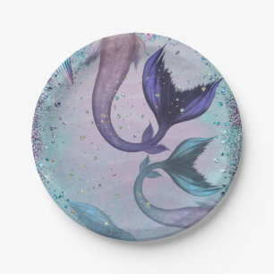 Plato De Papel Pedazos de fiesta de la sirena