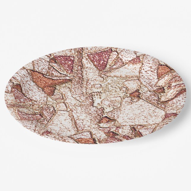 Plato De Papel Pedra áspera em marrom claro cremoso (Angular)