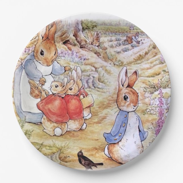Plato De Papel Pedro el Conejo con Josephine Bunny en el Bosque (Anverso)
