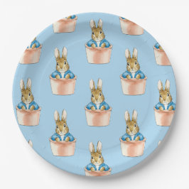 Plato De Papel Pedro el conejo sentado en una olla