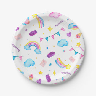 Plato De Papel Pegatina arcoiris - Créanlo en la magia