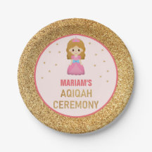 Pegatinas de fiesta Aqiqah Princesita Brillo Dorad