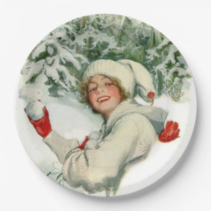 Plato De Papel Pelea de bola de nieve (por Harrison Fisher)