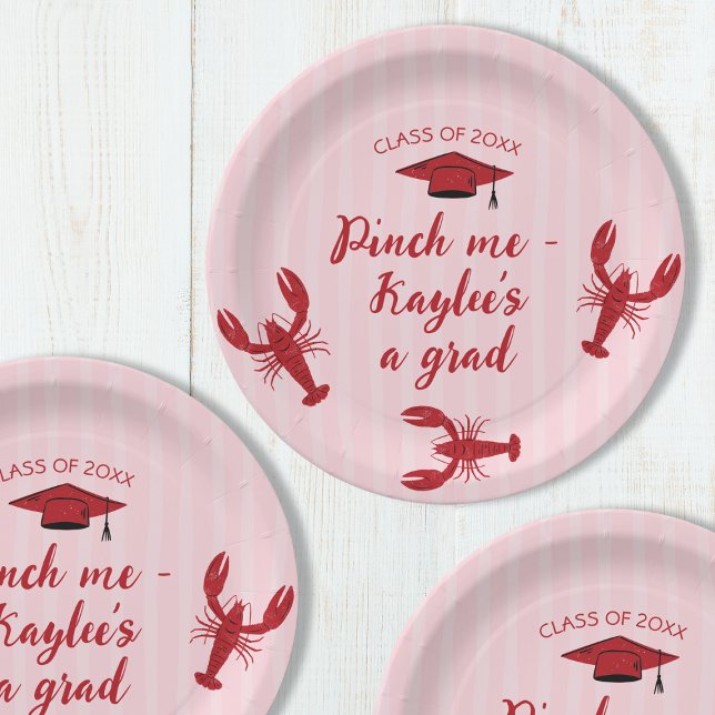 Plato De Papel Pellízcame Fiesta de Graduación de Langostas Clase (Pinch Me Crawfish Class Of 2025 Graduation Party Paper Plates)