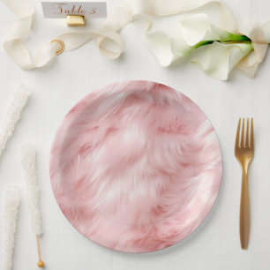 Plato De Papel Pelo de animal rosa sonrojo