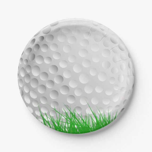 Plato De Papel Pelota de golf en hierba (Anverso)