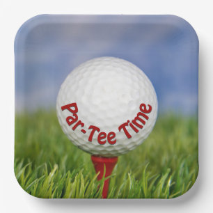 Plato De Papel Pelota de golf fiesta en Red Tee