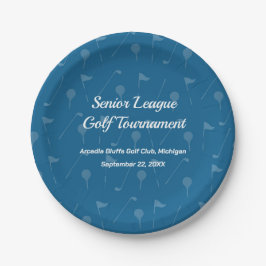 Plato De Papel Pelota de Golf GrisAzul/Patrón de Bandera