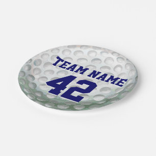 Plato De Papel Pelota de golf pintada con nombre