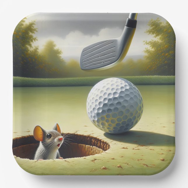 Plato De Papel Pelota De Golf Y Ratón (Anverso)