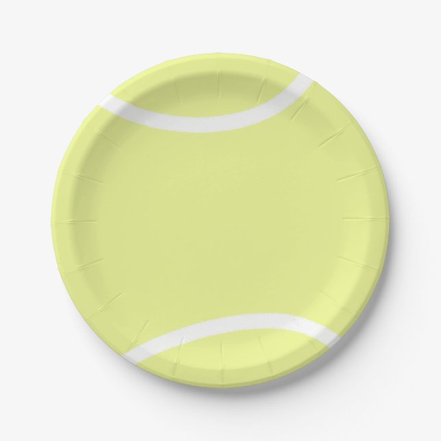 Plato De Papel Pelota de tenis blanca y amarilla brillante (Anverso)