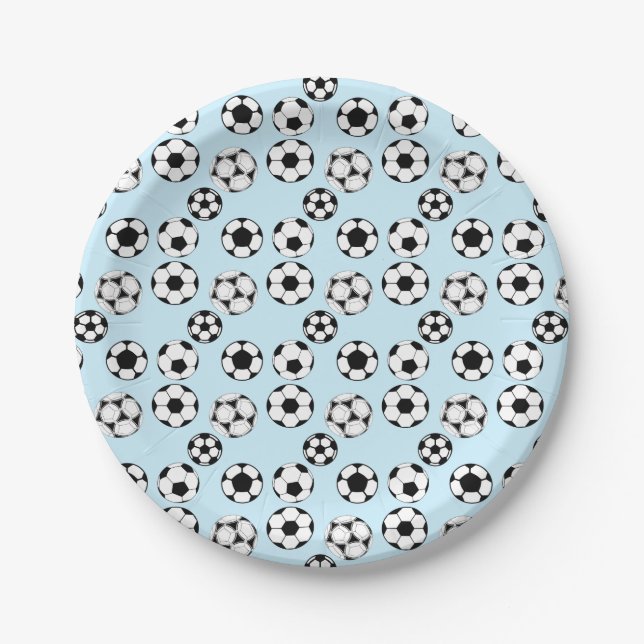 Plato De Papel Pelotas de fútbol infantil pelotas azules (Anverso)