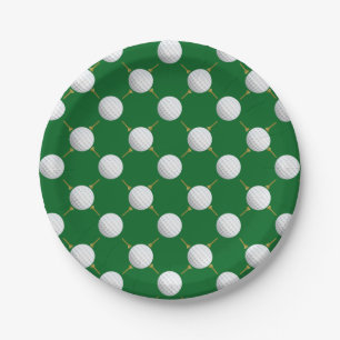 Plato De Papel Pelotas de golf y camisetas en verde
