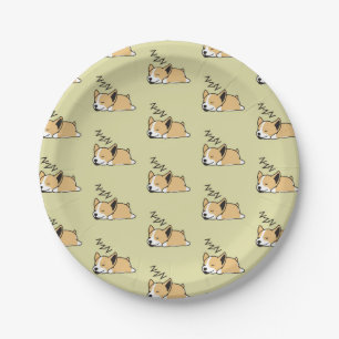 Plato De Papel Pembroke Welsh Corgi Amante Perros Durmiendo ZZZ M