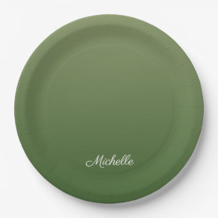 Plato De Papel Pena verde personalizada