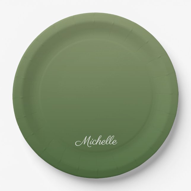 Plato De Papel Pena verde personalizada (Anverso)