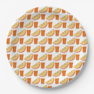 Plato De Papel Pendiente De Zumo De Fruta De Jugo De Naranja Y Fr