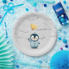 Plato De Papel Penguin Baby Shower