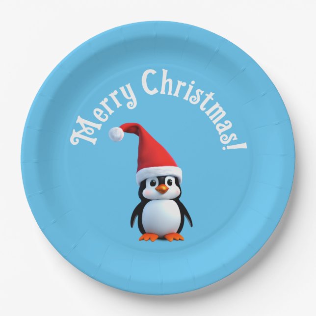 Plato De Papel Penguin bebé navidades (Anverso)