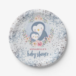 Plato De Papel Penguin Boy Baby Shower