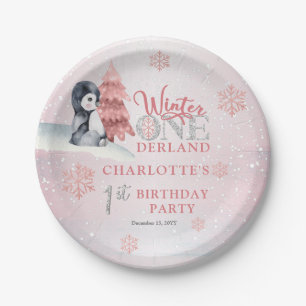 Plato De Papel Penguín de Bebé Cute Invierno Onederland Primer