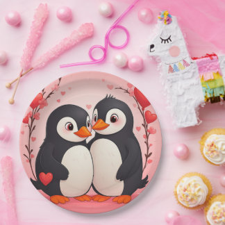 Plato De Papel Penguin Love Paper Plates